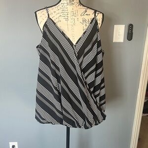 NIP SHEIN Black and White Striped Women's Dressy Tank Flattering!